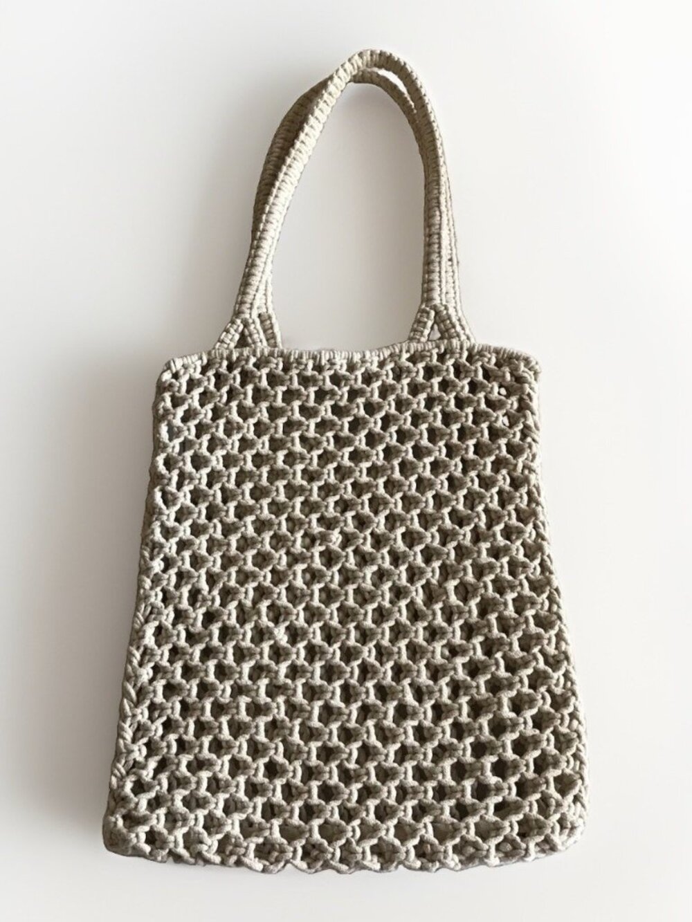 Cream Macrame Rope Mesh Net Tote Bag Handbag Crochet Knotted Boho Beach Market